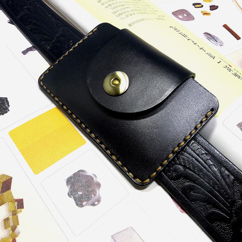 Leatherwork Belt - Blongk 남녀공용 초박형 허리 가방, 정품