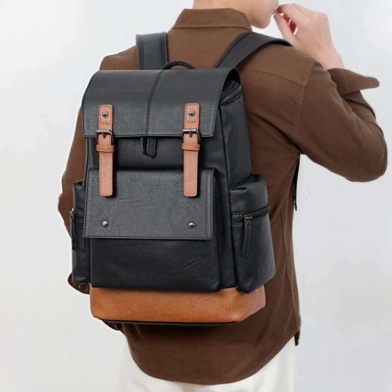 Leather Work Bag Men - 뉴 빈티지 남성용 가죽 백팩 대용량