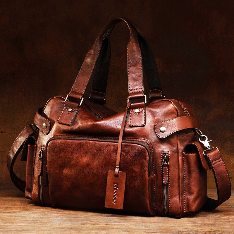 Leather Work Bag Men - 빈티지 식물성 무두질 가죽 지우개 남성용