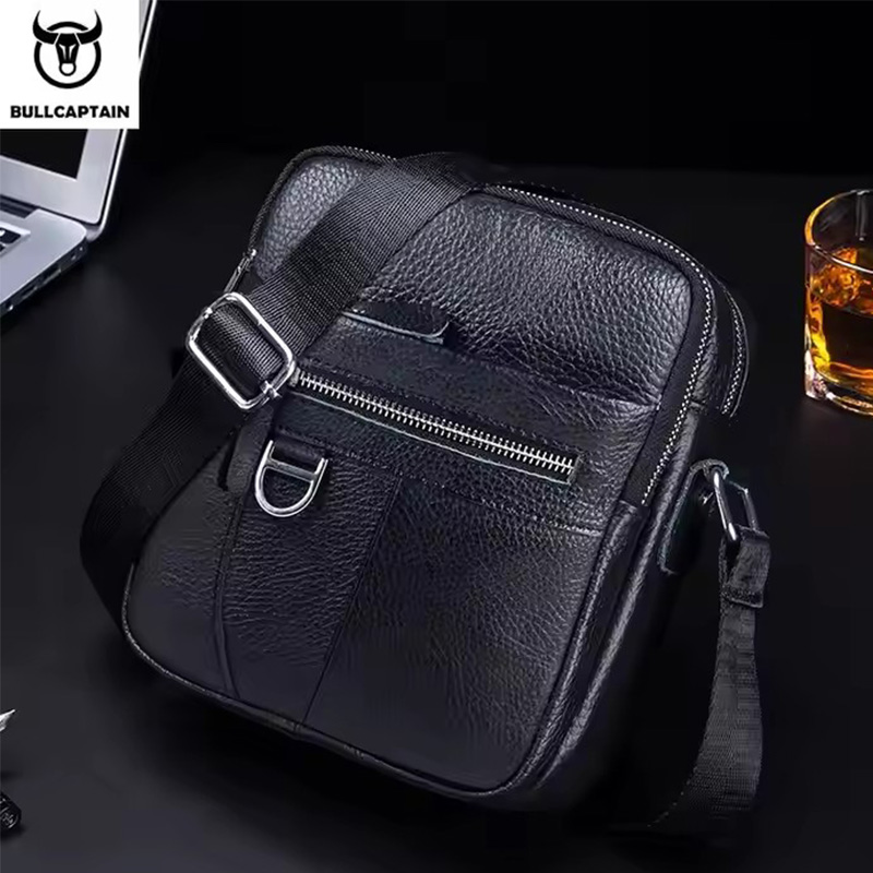 Leather Work Bag Men - BULLCAPTAIN 남성용 가죽 메신저 백 레트로