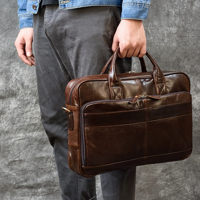 Leather Work Bag Men - 남성용 럭셔리 정품 가죽 핸드백, 여행